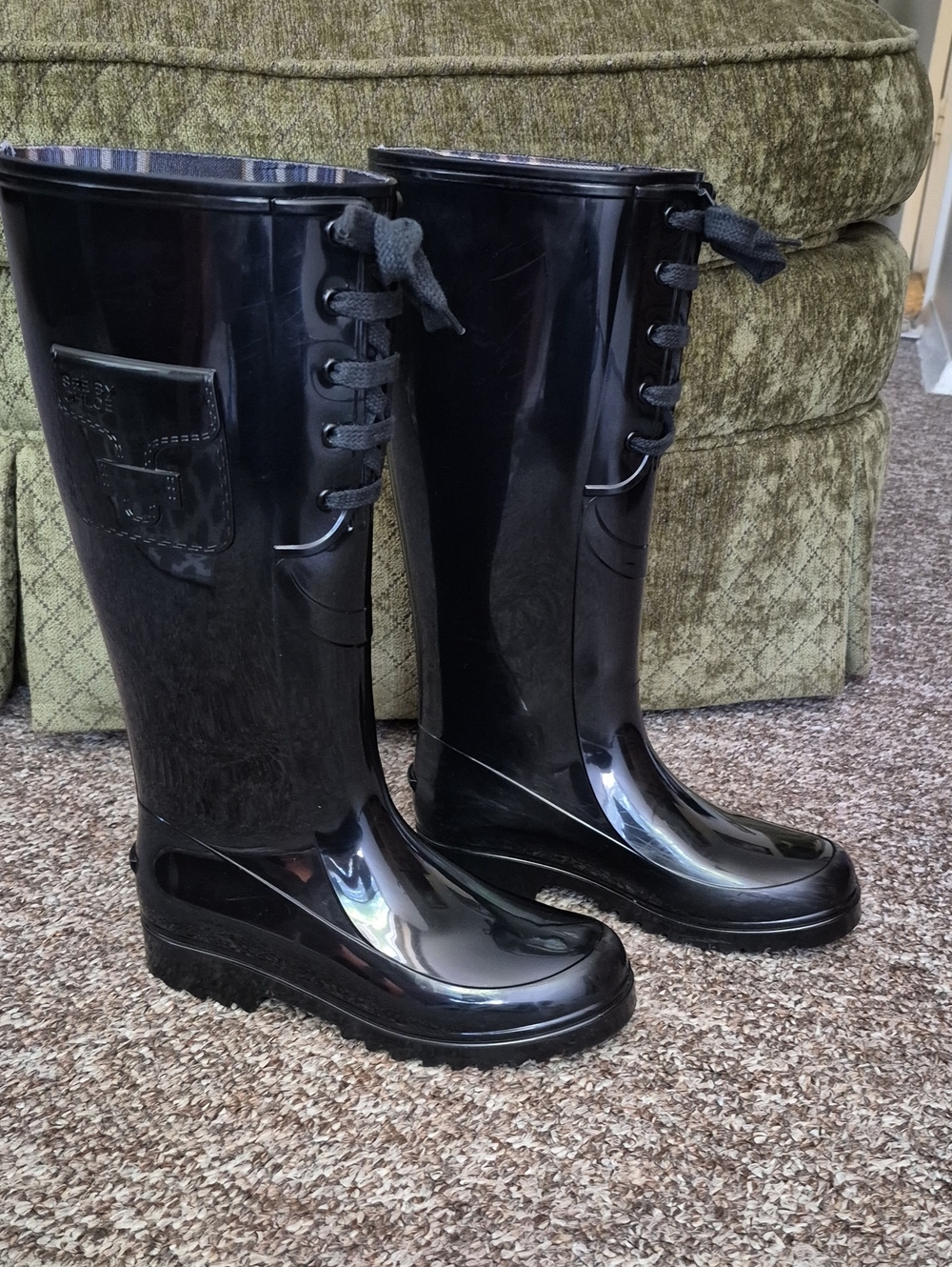 SEE BY CHLOE Laced Rainboots Ladies Black Boots